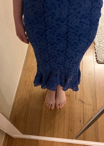 Kadın Lacivert Dantel Midi Elbise - Görsel 3