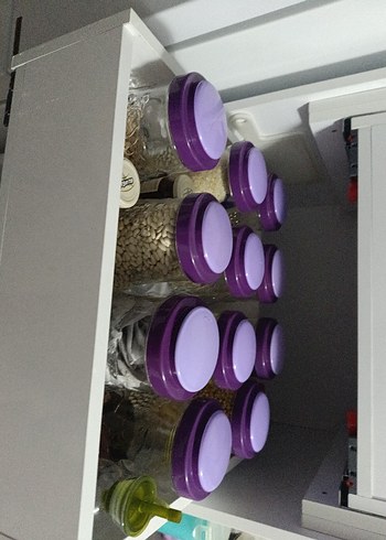  Beden Mor Kapaklı Cam Gıda Saklama Kavanozları