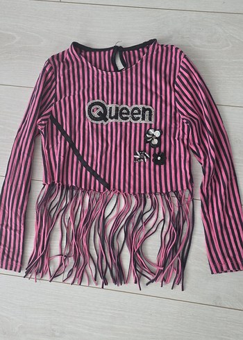 Pembe Çizgili Kız Çocuk Uzun Kollu Bluz - Görsel 2