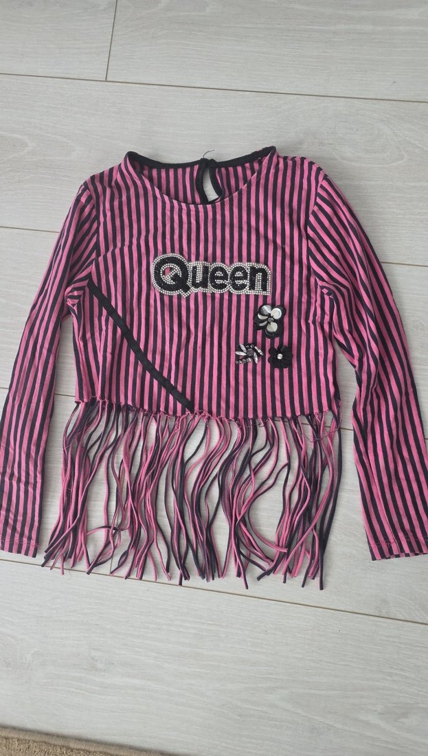 Pembe Çizgili Kız Çocuk Uzun Kollu Bluz - Görsel 2