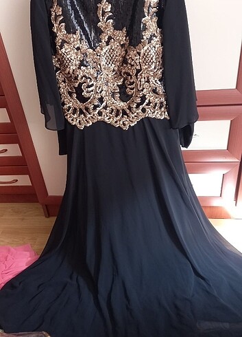 Siyah Altın Detaylı Tesettür Abiye - Görsel 5