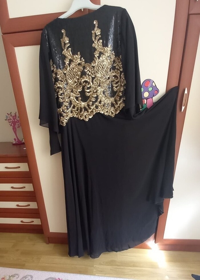 Siyah Altın Detaylı Tesettür Abiye - Görsel 3