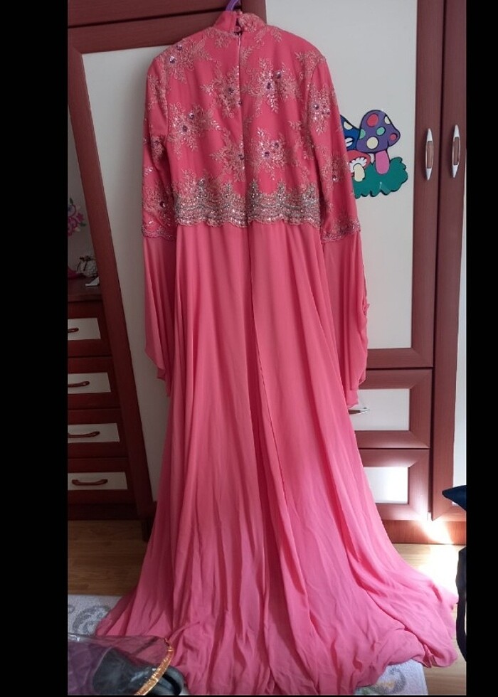 Pembe Tesettür Abiye - Görsel 5