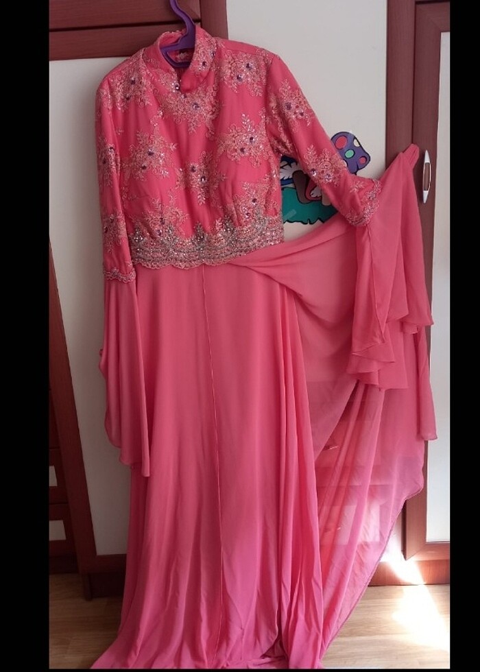 Pembe Tesettür Abiye - Görsel 2