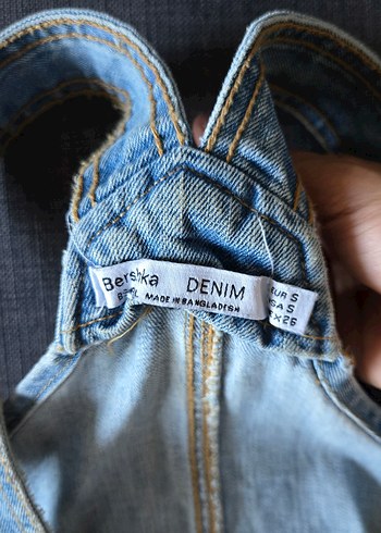 Kadın Kot Salopet Mavi - Görsel 2