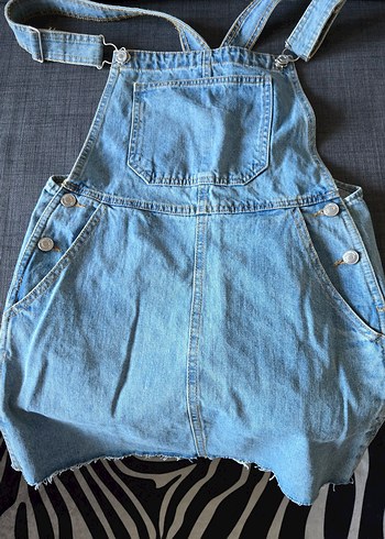 Kadın Kot Salopet Mavi - Görsel 4