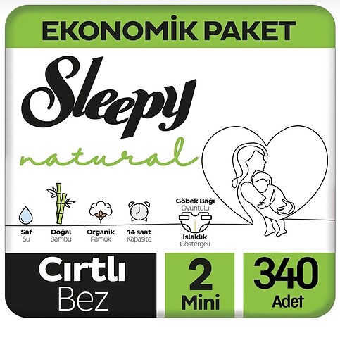 Sleepy Natural Bebek Bezi 2 numara 340 adet