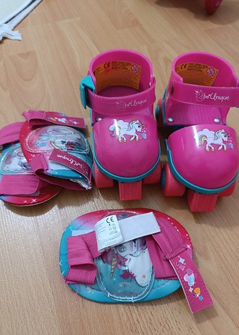Pembe Unicorn Desenli Kız Çocuk Kaykay Seti - Görsel 2