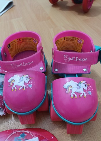Pembe Unicorn Desenli Kız Çocuk Kaykay Seti - Görsel 3