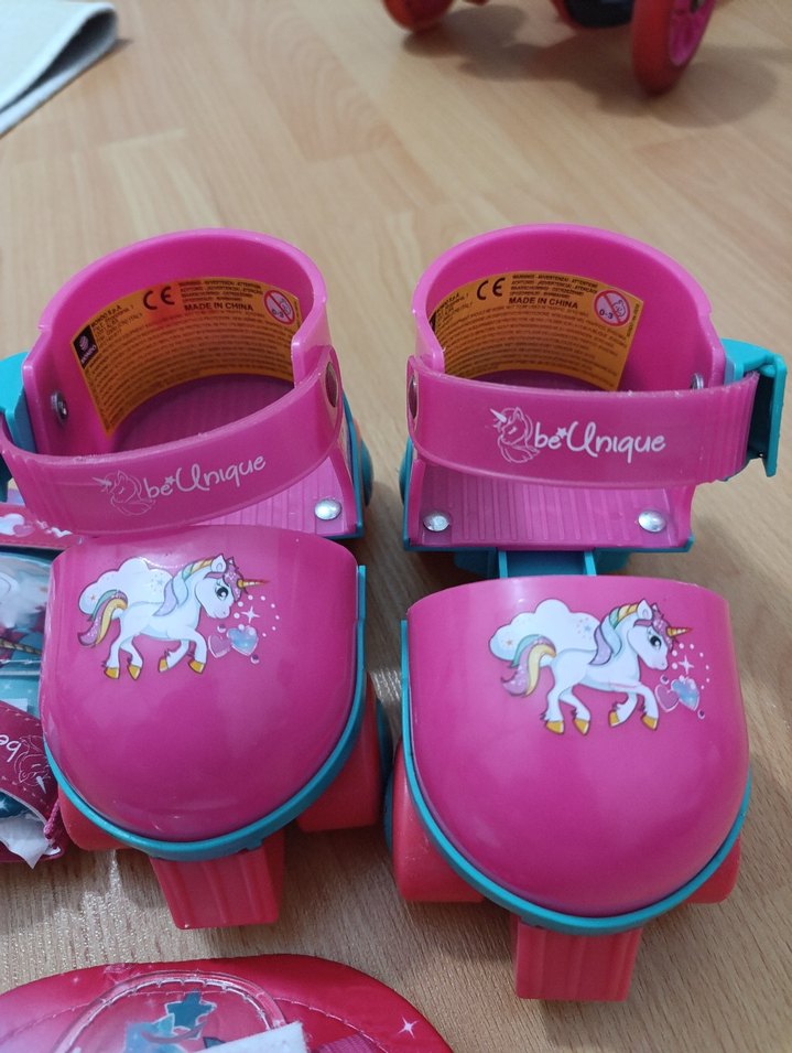 Pembe Unicorn Desenli Kız Çocuk Kaykay Seti - Görsel 3