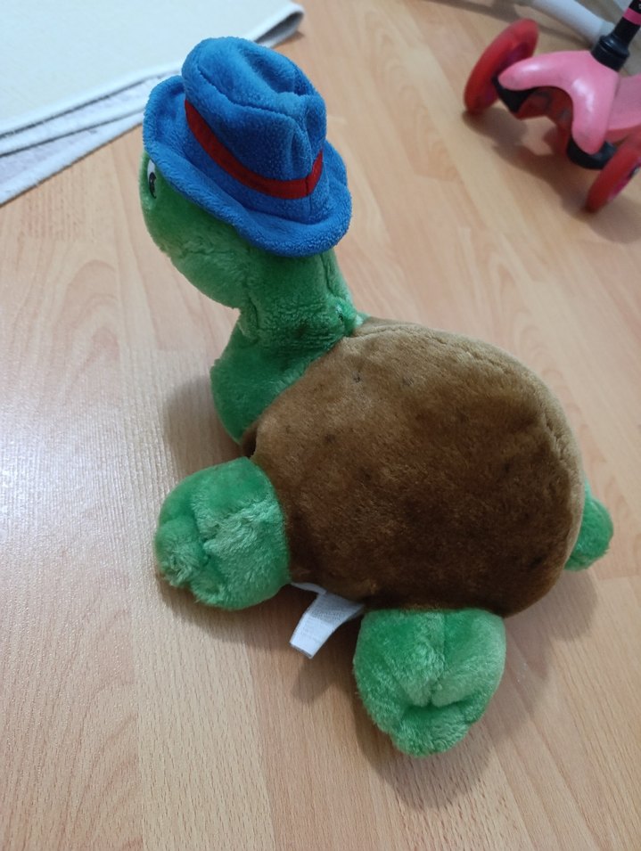 Renkli Şapkalı Peluş Kaplumbağa Oyuncak - Görsel 2