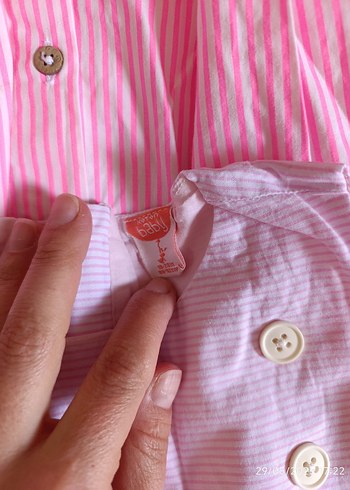 18-24 Ay Beden pembe Renk Kız Çocuk Pembe Düğmeli Kolsuz Elbise