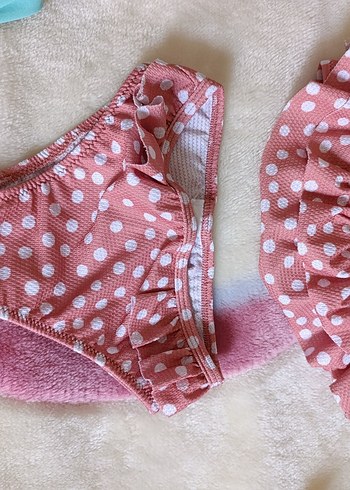 Puantiyeli Pembe Kız Bikini takım