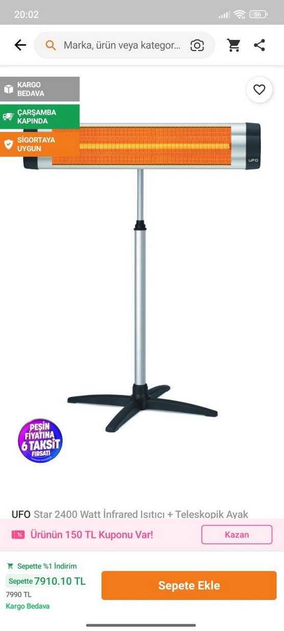 Ayarlanabilir Ayaklı Gri UFO Isıtıcı - Görsel 3