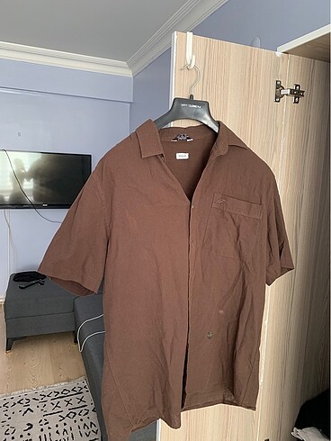 Vintage Kahverengi Oversize Gomlek - Görsel 2