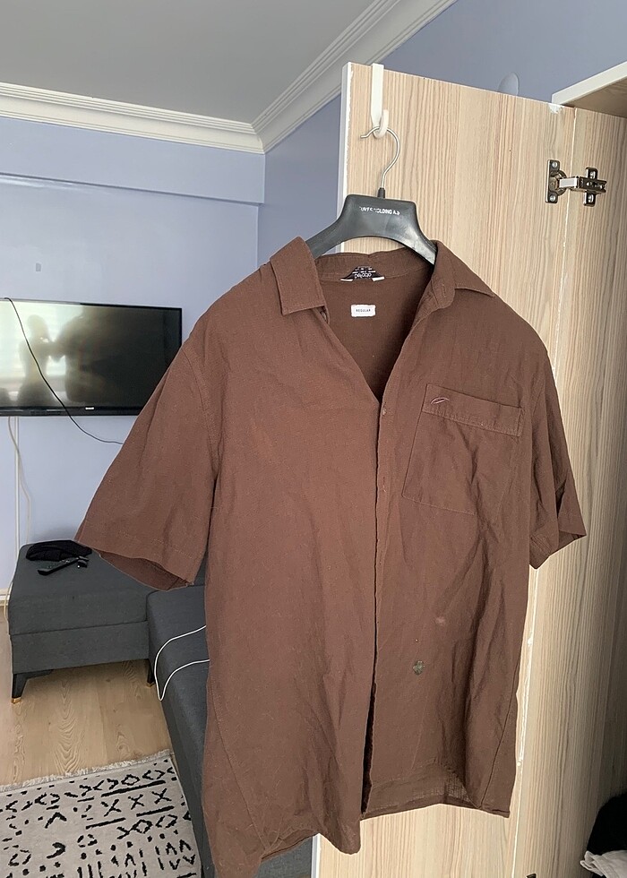 Vintage Kahverengi Oversize Gomlek - Görsel 2