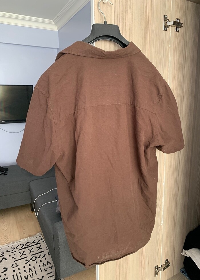 Vintage Kahverengi Oversize Gomlek - Görsel 3