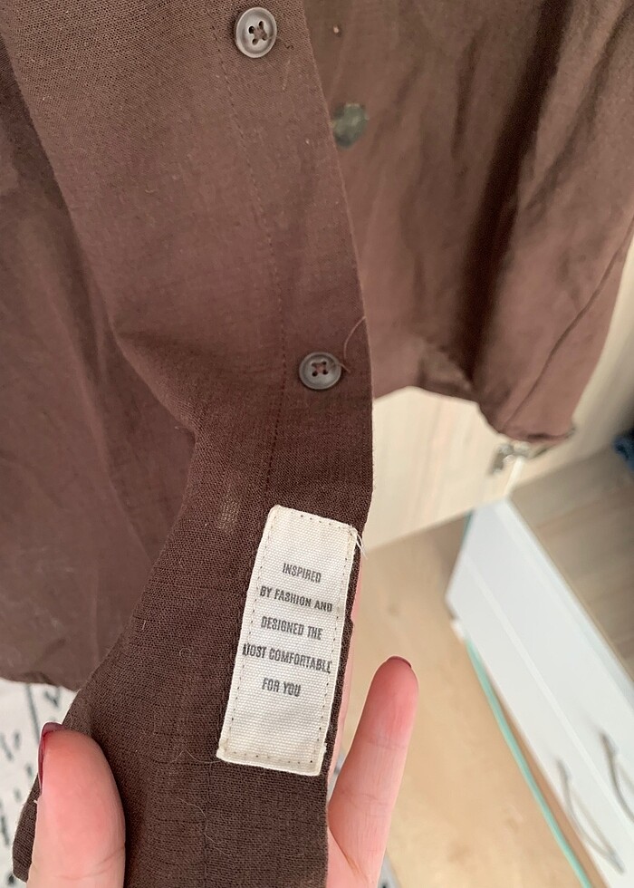 Vintage Kahverengi Oversize Gomlek - Görsel 5