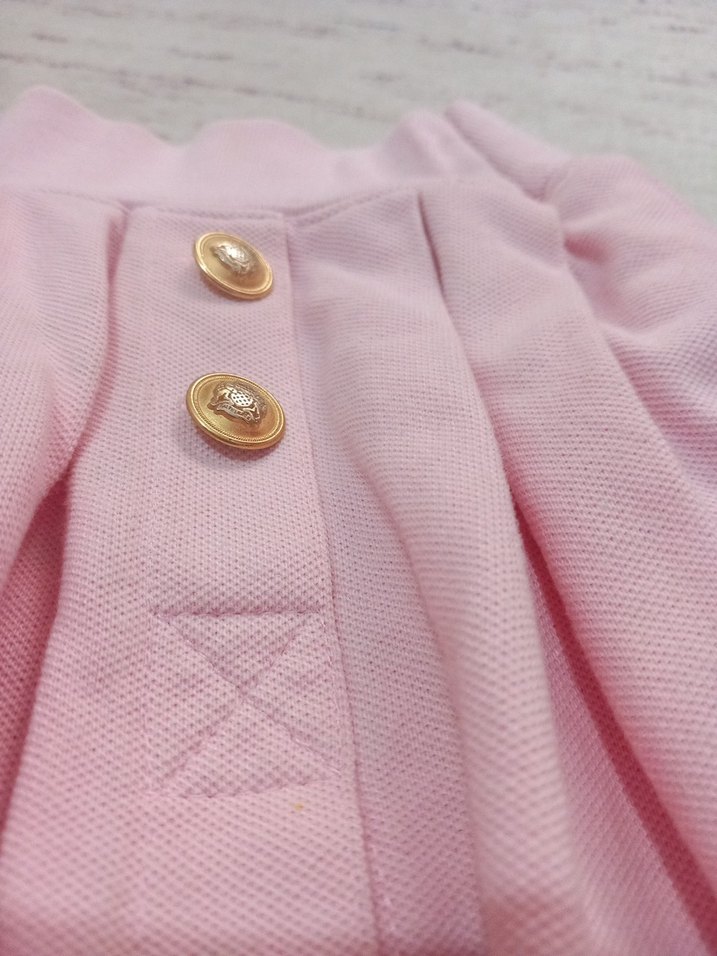 Düğmeli Pembe Kız Çocuk Etek - Görsel 3