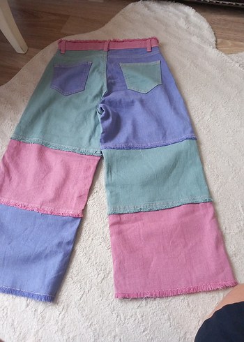 Polo Ralph Lauren Pastel Renkli Bol Kesim Midi Kot Pantolon