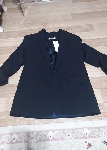 Siyah Kadın Keten Ofis Blazeri - Görsel 2