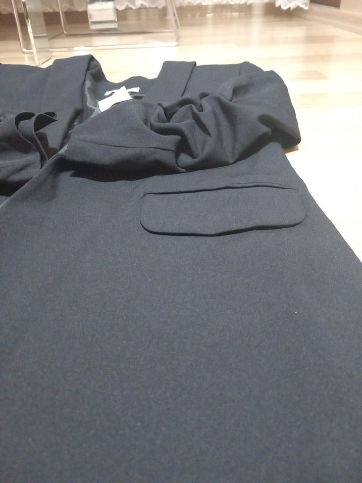 Siyah Kadın Keten Ofis Blazeri - Görsel 3