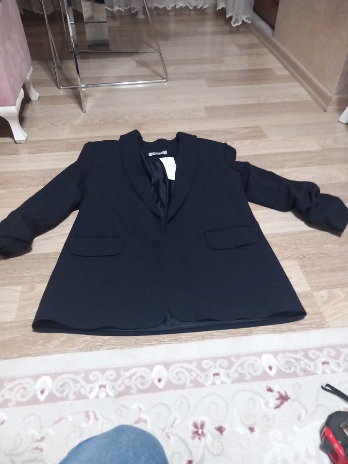 Siyah Kadın Keten Ofis Blazeri - Görsel 5