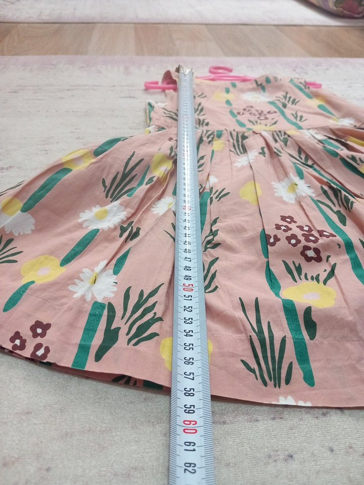 Pembe Çiçekli Askısız Kız Elbisesi - Görsel 5