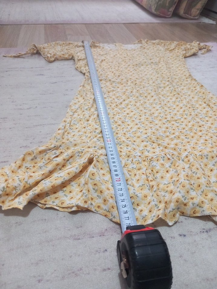 Sarı Çiçekli Bohem Uzun Elbise - Görsel 3