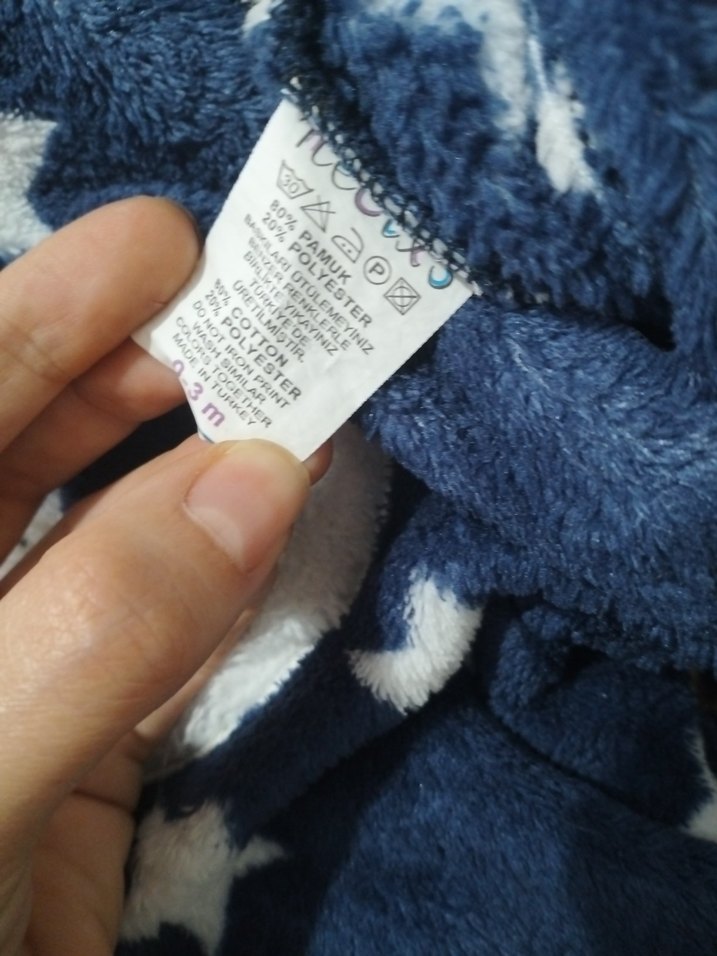 Koyu Mavi Yıldızlı polar patikli Bebek Tulumu - Görsel 3