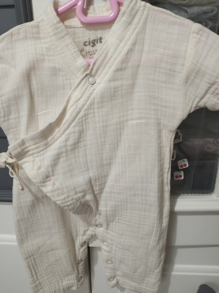 krem Kuşaklı Bebek tulum cigit - Görsel 2