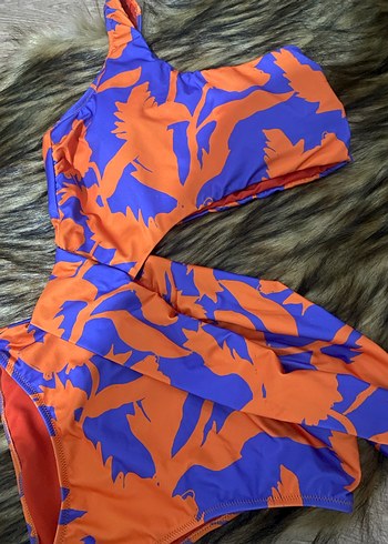 Renkli Drapeli Uzun Kadın Mayo - Görsel 2