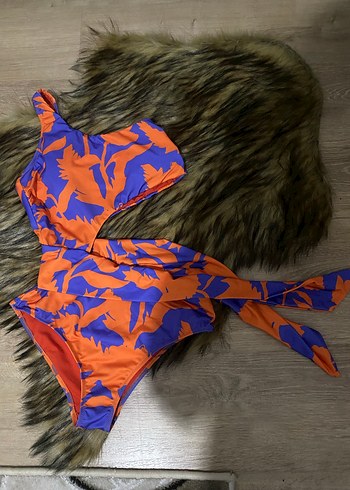 Renkli Drapeli Uzun Kadın Mayo - Görsel 6