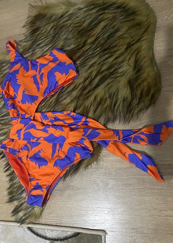 Renkli Drapeli Uzun Kadın Mayo - Görsel 3