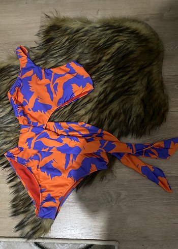 Renkli Drapeli Uzun Kadın Mayo - Görsel 4