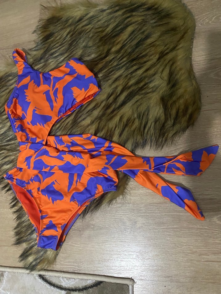 Renkli Drapeli Uzun Kadın Mayo - Görsel 3