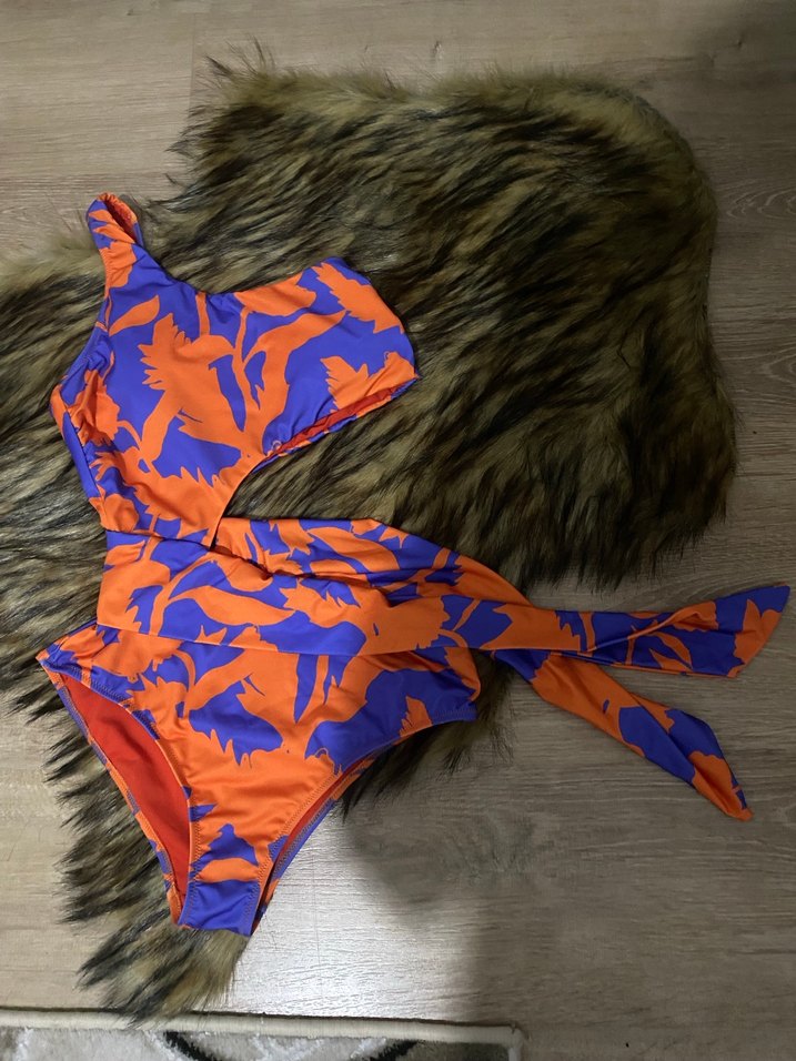 Renkli Drapeli Uzun Kadın Mayo - Görsel 4