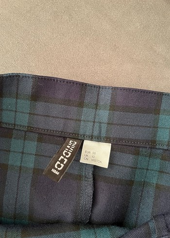 Kemerli Yeşil Ekose Mini Etek - Görsel 3