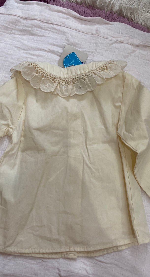 Kız Çocuk Düğmeli Pamuklu Uzun Kollu Gömlek - Görsel 3