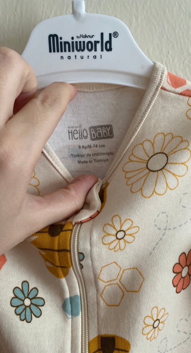 Beyaz Baskılı Fermuarlı Bebek Tulum - Görsel 2