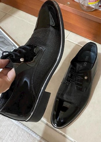 Damat ayakkabısı Erkek Siyah Parlak Yılan Desenli Klasik Ayakkab - Görsel 2
