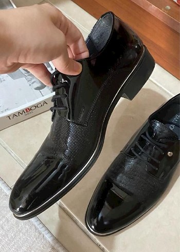 Damat ayakkabısı Erkek Siyah Parlak Yılan Desenli Klasik Ayakkab - Görsel 3