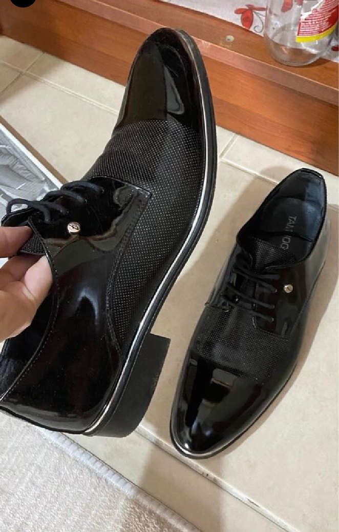 Damat ayakkabısı Erkek Siyah Parlak Yılan Desenli Klasik Ayakkab - Görsel 2