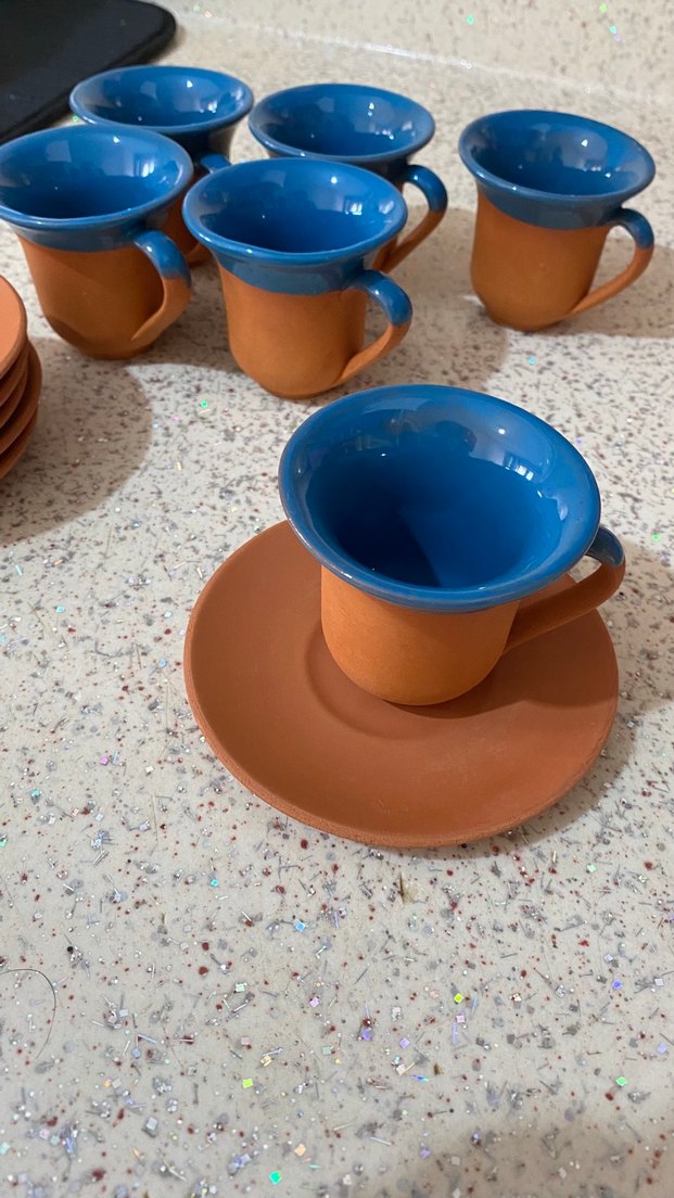 Mavi Seramik 6'lı Fincan ve Tabağı - Görsel 2