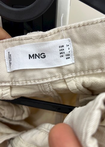 Mango Mango Bej Kadın Bol Kesim Keten Pantolon