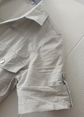 Krem renkli elbise - Görsel 7