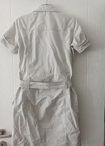 Krem renkli elbise - Görsel 9