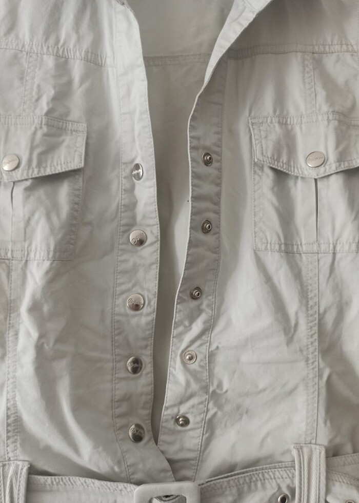 Krem renkli elbise  - Görsel 4