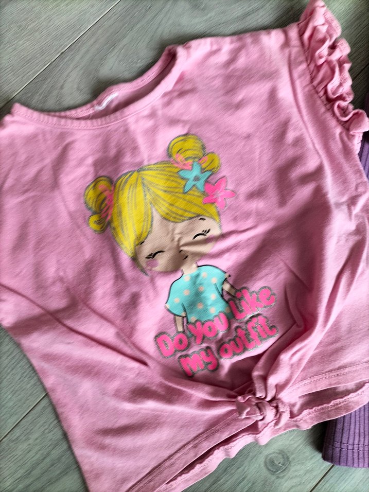 Kız Çocuk Baskılı Kısa Kollu Tişört - Görsel 2