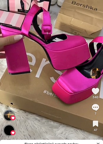 38 Beden pembe Renk Bershka Pembe Platform Topuklu Kadın Gece Ayakkabısı